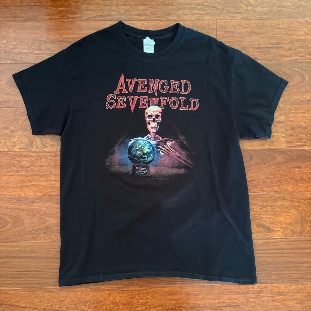 Avenged Sevenfold Mens End of the World Tour 2018 T-Shirt Large Black Band Tee